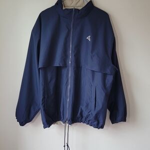 Vintage Navy Windbreaker Jacket Two Side. Size L
